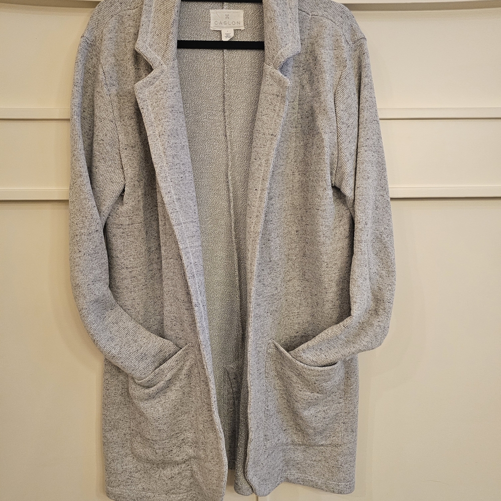 Caslon Light Gray Open Front Cardigan